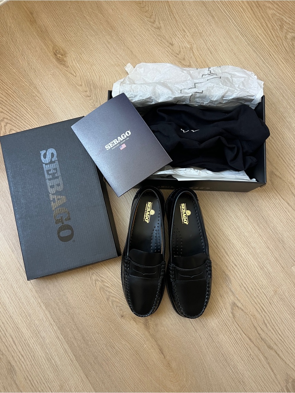 Sebago Black Leather Penny Loafers - Classic Dan Woman Size 7